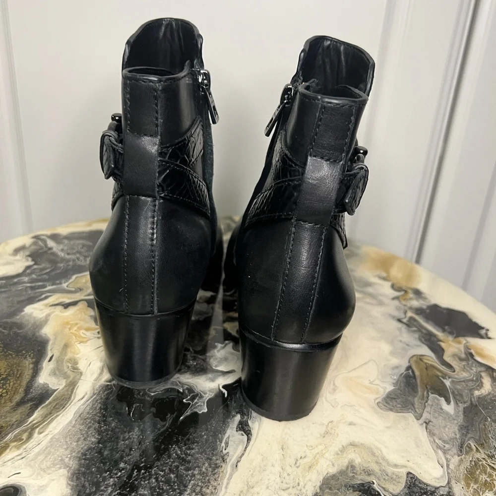 Coach Paulina Leather Boot Snakeskin Embossed